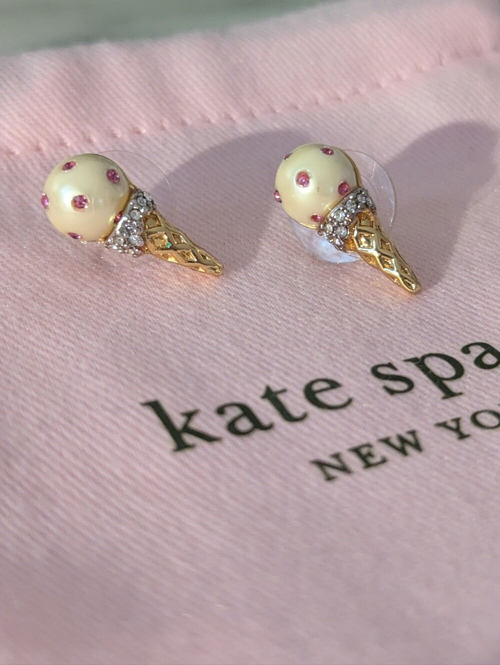 Kate Spade Carnival Nights Ice Cream Cone Stud Earrings - EUC in dust bag